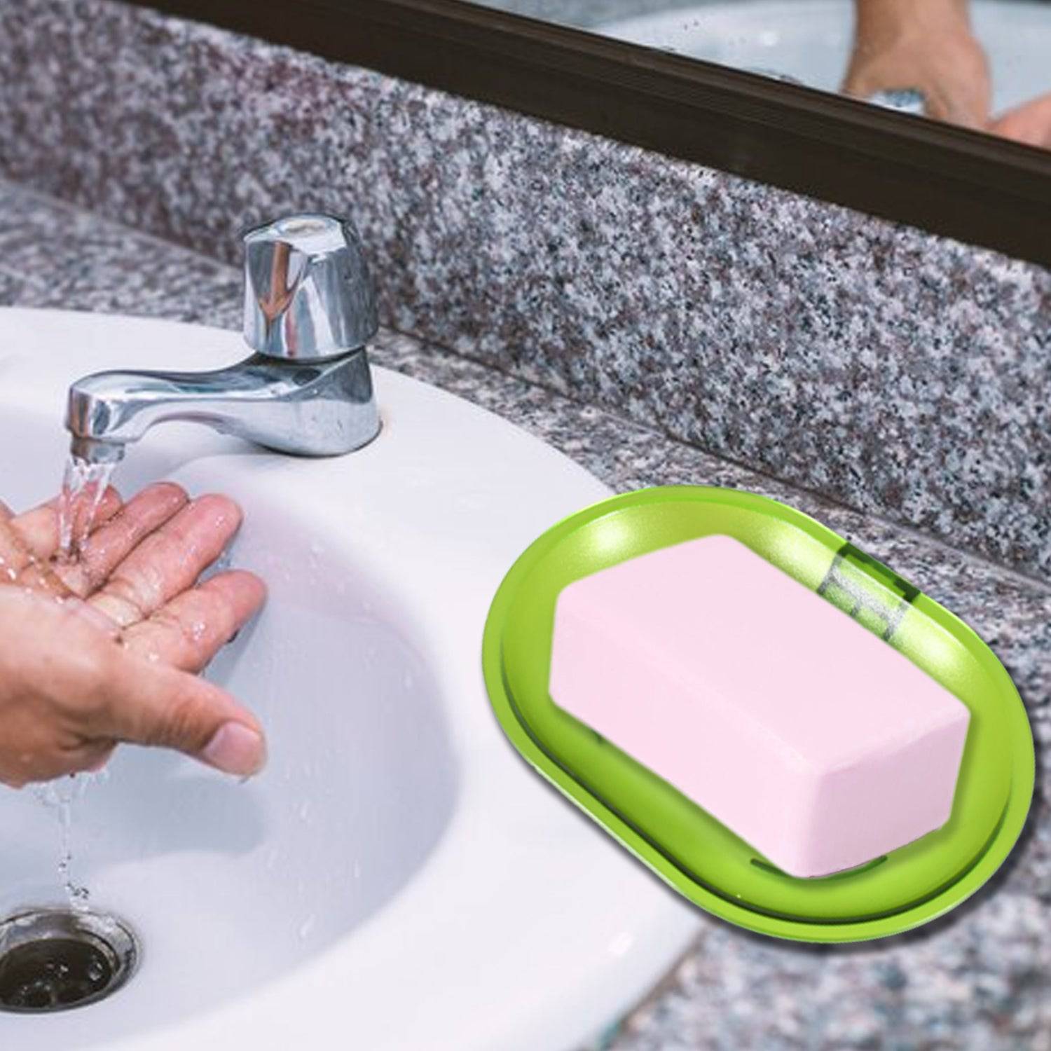 Plastic Soap Dish Holder for Bathroom Shower Wall Mounted Self Adhesive Soap Holder Saver Tray-Plastic Sponge Holder for Kitchen Storage Rack Soap Box, Bathroom - jugaad.shop