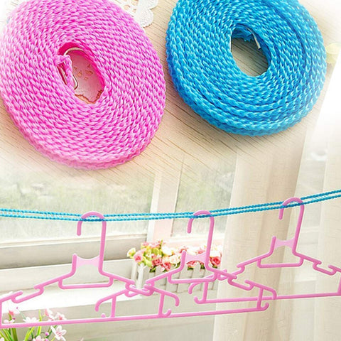 3 Meter Anti-Slip Clothesline Rope - Nylon, Hooks, Indoor/Outdoor - jugaad.shop