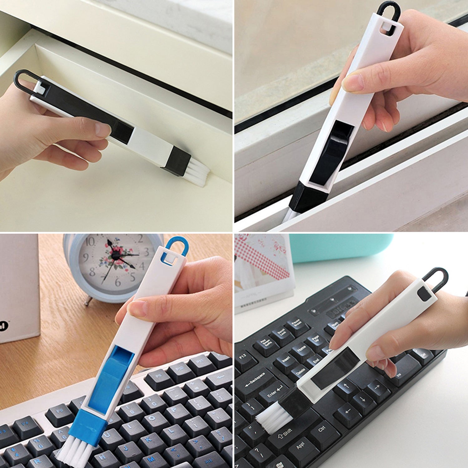 2 in 1 Multi-Function Plastic Window Slot Keyboard Wardrobe Dust Removal Cleaning Brush - jugaad.shop