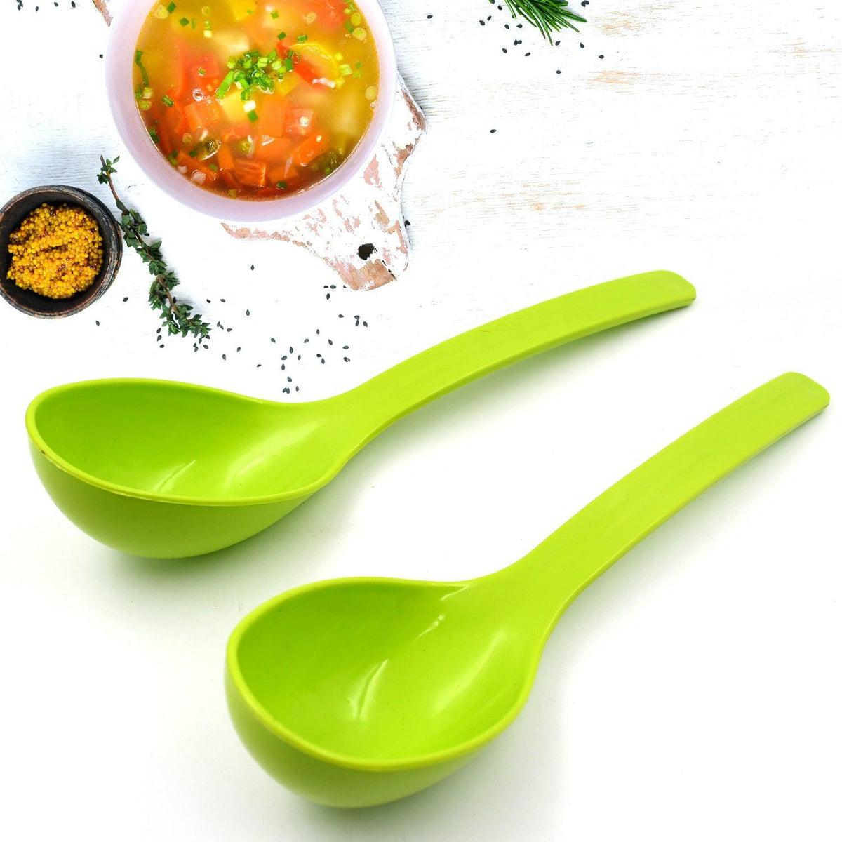 Plastic Spoon Kitchen Multipurpose Serving Ladle for Frying, Serving, Turner, Curry Ladle, Serving Rice, Spoon Used While Eating and Serving Food Stuffs Etc (2 Pcs Set / 10 Inch ) - jugaad.shop