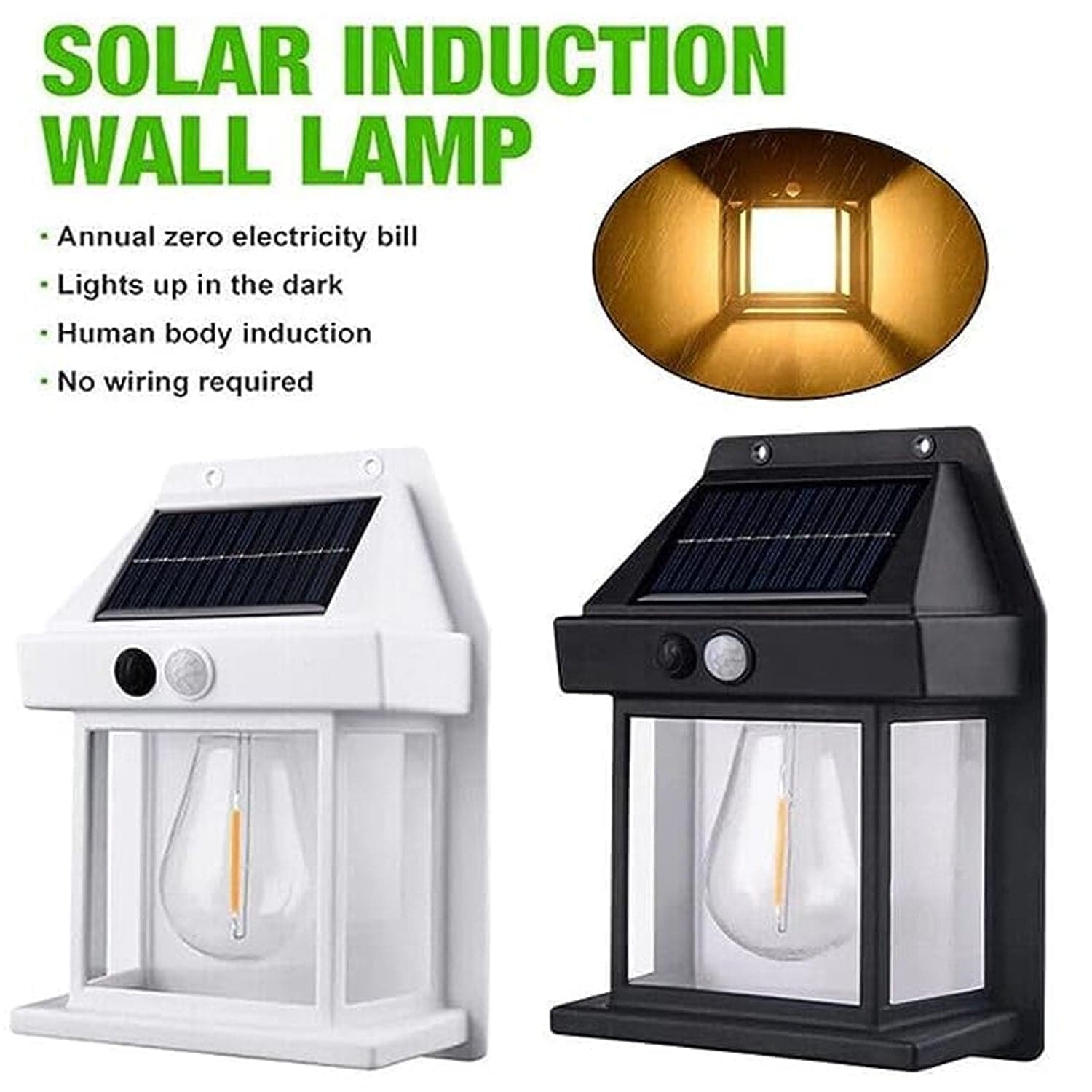 Solar Wall Lights / Lamp Outdoor, Wireless Dusk to Dawn Porch Lights Fixture, Solar Wall Lantern with 3 Modes & Motion Sensor, Waterproof Exterior Lighting with Clear Panel (1 Pc ) - jugaad.shop