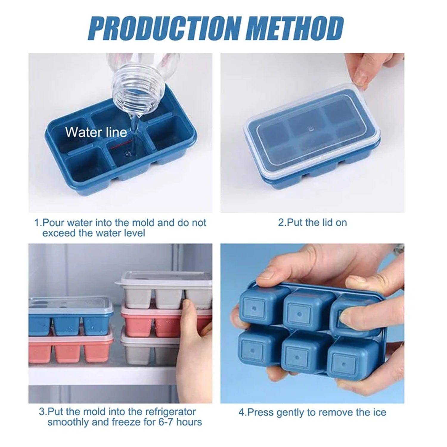 6 cavity Silicone Ice Tray used in all kinds of places like household kitchens for making ice from water and various things and all. - jugaad.shop