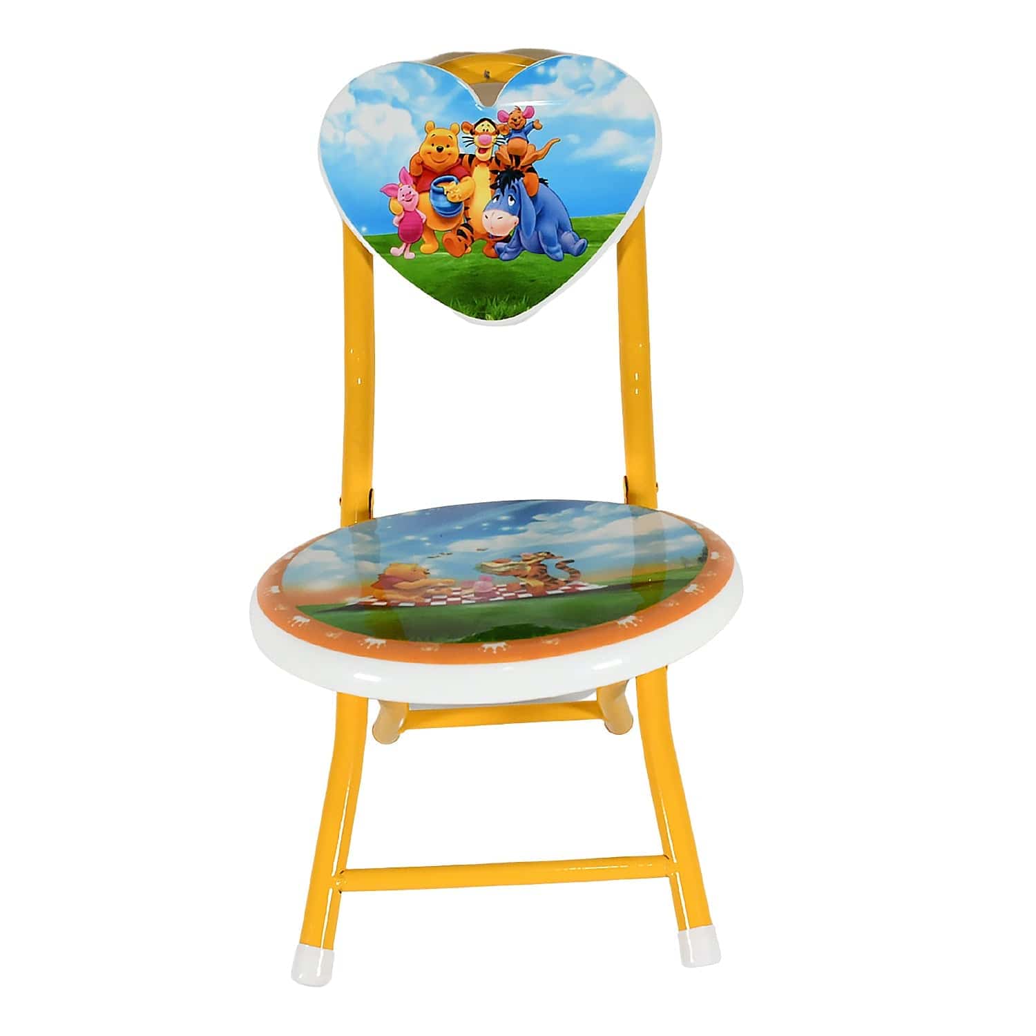 Heart Shape Kids Chair Cartoon Printed Foldable Kids / Children Folding Chair for Playrooms, Schools, Daycares, and Home. Metal and Fibre Body Picnic Beach Camping Chair (1 Pc) - jugaad.shop