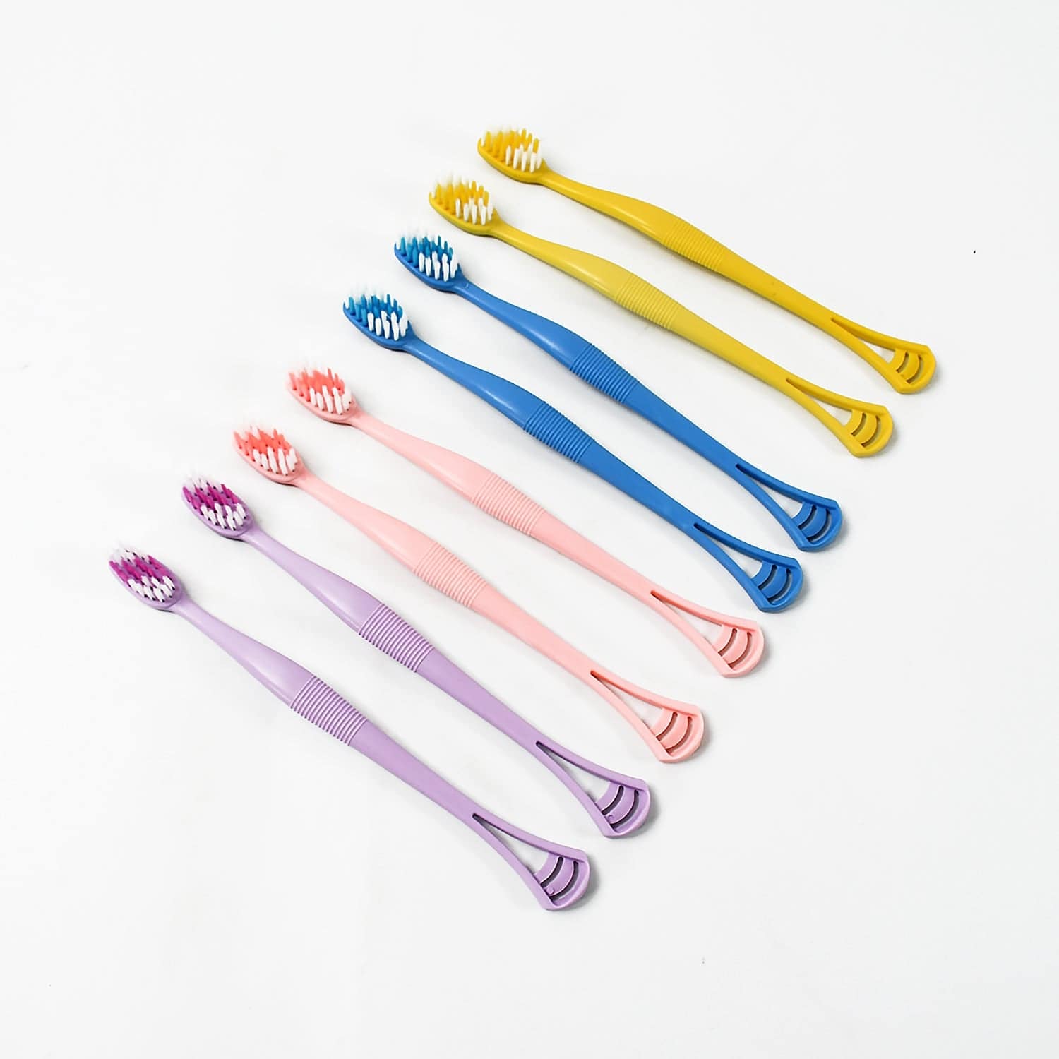 2-in-1 Tooth Brush with Tongue Scraper, Soft Bristle & Long Handle (8Pcs) Soft Toothbrush - jugaad.shop