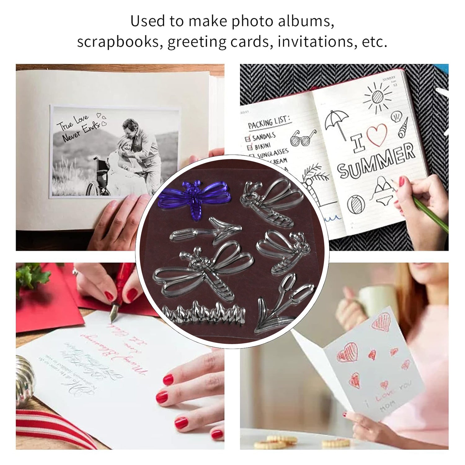 Reusable Rubber Stamp, TPR Stamp DIY Accessories Good Stamping Effect DIY Transparent Stamp Stick Repeatedly for Envelope for Diary for Invitation Letter, Photo Album Decoration for Paper Crafts (Mix Design / 1 Set) - jugaad.shop