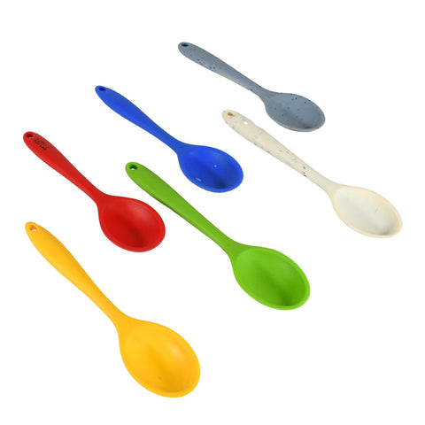 Multipurpose Silicone Spoon, Silicone Basting Spoon Non-Stick Kitchen Utensils Household Gadgets Heat-Resistant Non Stick Spoons Kitchen Cookware Items For Cooking and Baking (6 Pcs Set) - jugaad.shop