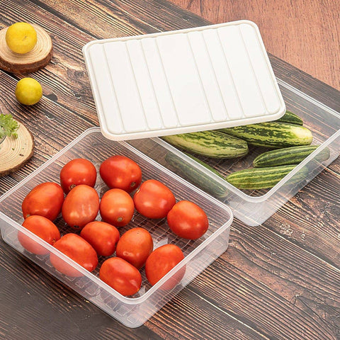 Plastic Food Storage Container for Fridge, fridge storage boxes with Lid Stackable Fridge Storage Containers freeze organizer items and storage, vegetable storage box for fridge, (3 Pcs set) - jugaad.shop