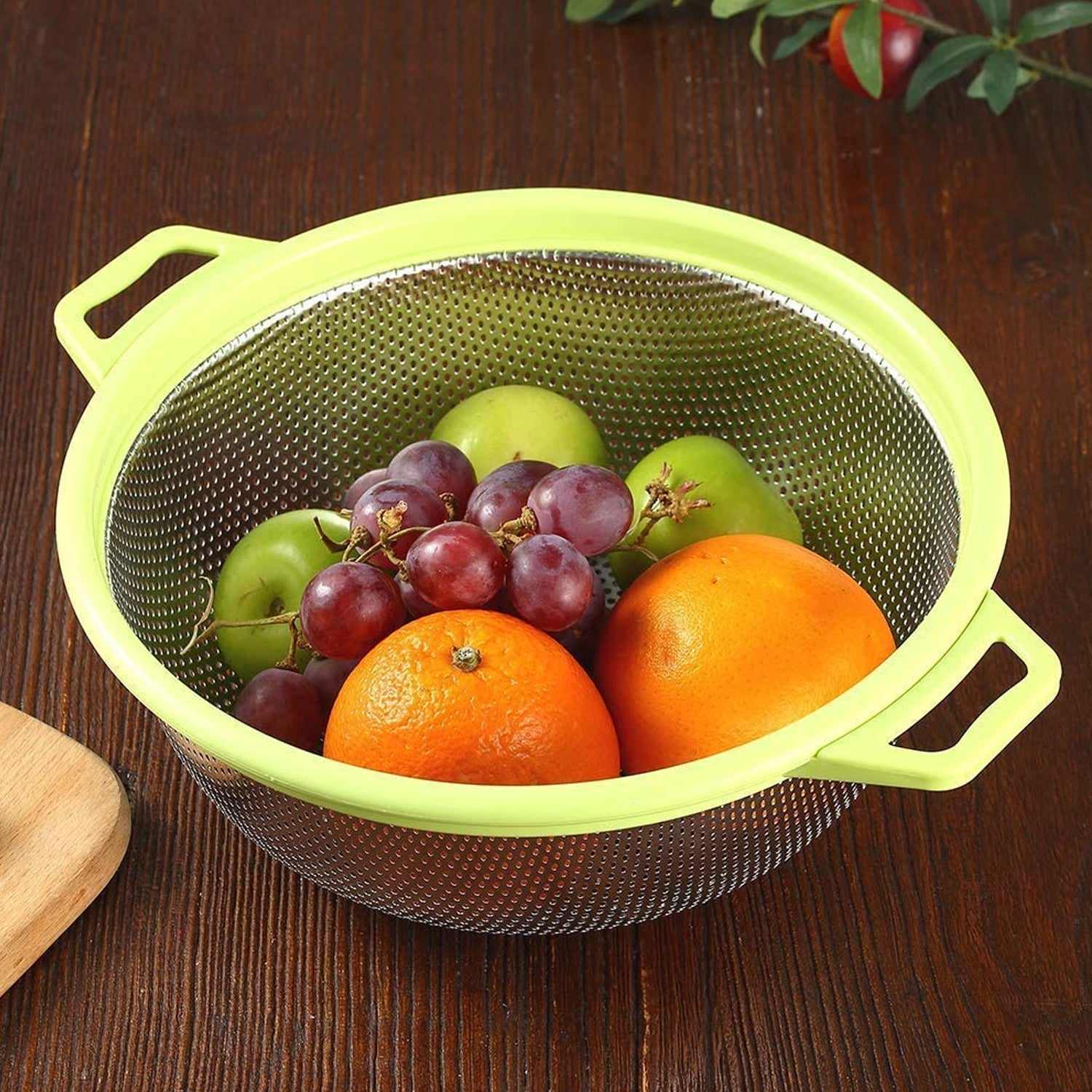 Stainless Steel Colander with Handle - Large Metal Mesh Basket Strainer (1 pc) - jugaad.shop