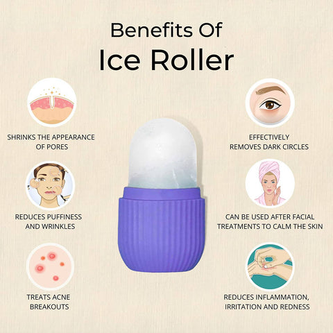 BEAUTY ICE ROLLER FOR FACE MASSAGER & EYE REUSABLE FACE ROLLERS FACIAL ROLLER ( Purple Color) - jugaad.shop