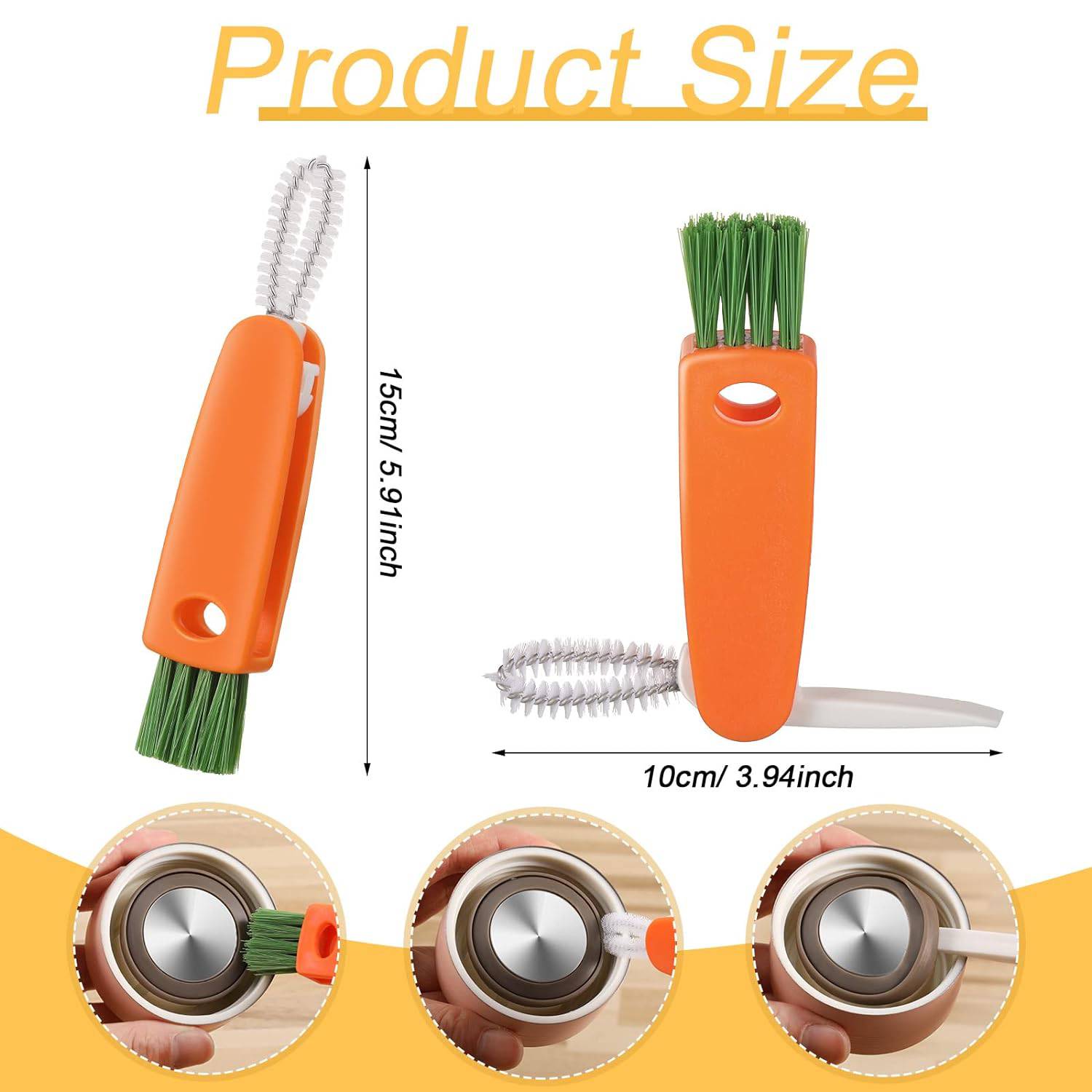 3 in 1 Multifunctional Cleaning Brush Mini Glass Cover Cleaning Brush Bottle Cleaning Brush Set Cup Cleaner Brush Bottle Cap Detail Brush for Bottle Cup Cover Lid Home Kitchen Washing Tool (1 Pc) - jugaad.shop