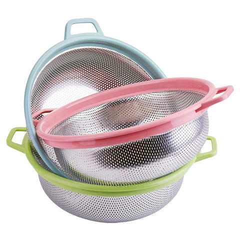 Stainless Steel Colander with Handle - Large Metal Mesh Basket Strainer (1 pc) - jugaad.shop