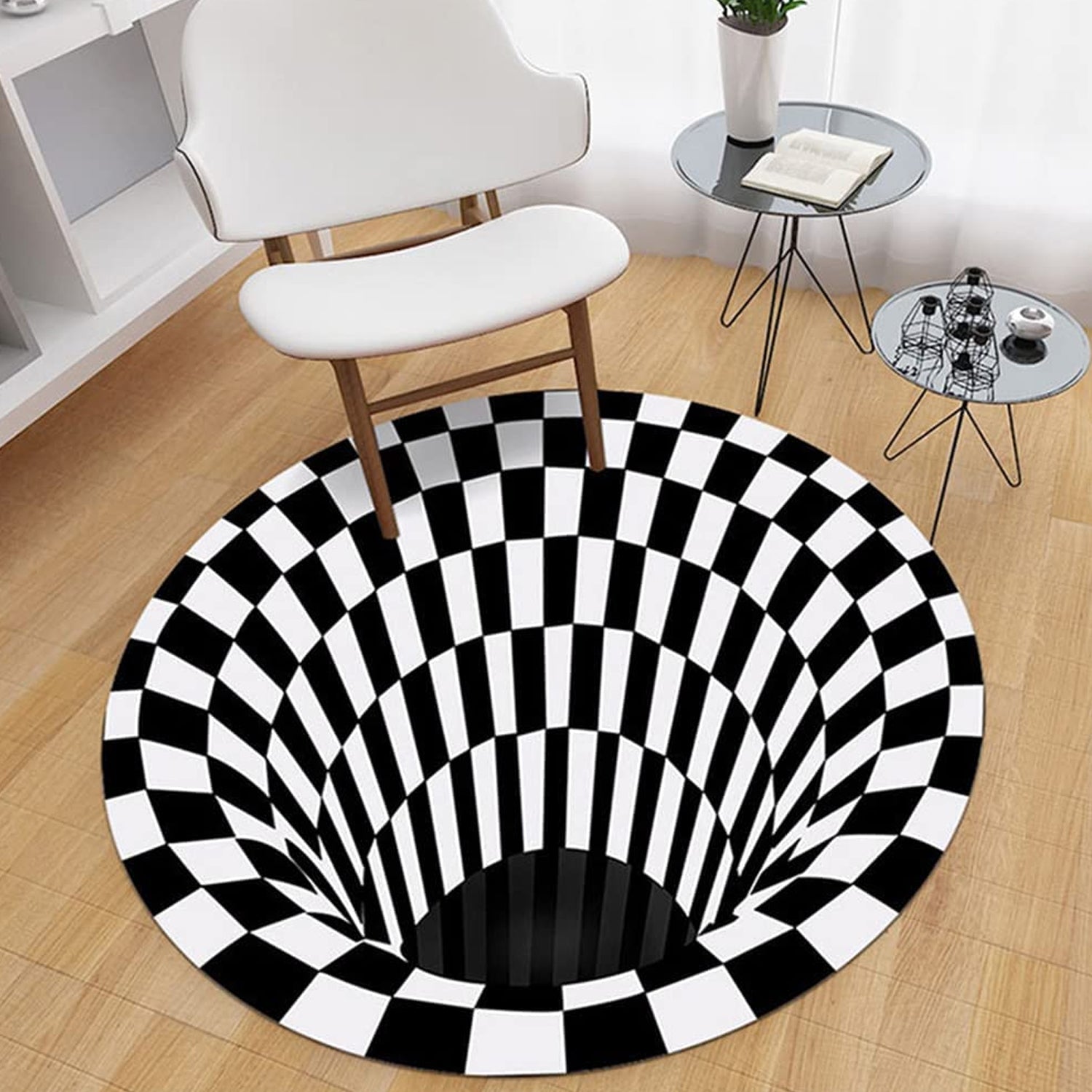 3D Space Round Carpet, Floor Mat Non-Woven Doormat (1 Pc / 78 Cm)-jugaad.shop