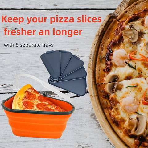 Reusable Pizza Storage Containers with 5 Microwavable Serving Trays, Silicone Container Expandable & Adjustable for Packing Pizza at home / outdoor - jugaad.shop