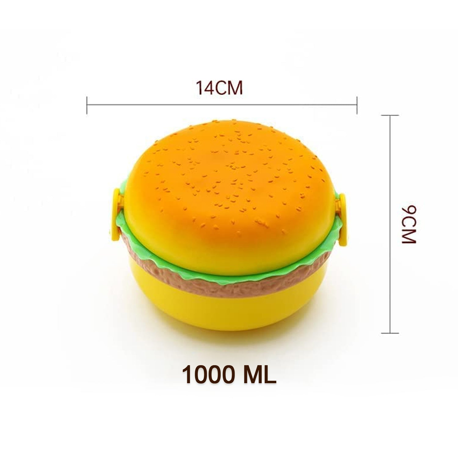 Burger Shape Lunch Box Plastic Lunch Box Food Container Sets Double Layer Lunchbox 1000ml With 2 Spoon Applicable to Kids and Elementary School Students - jugaad.shop