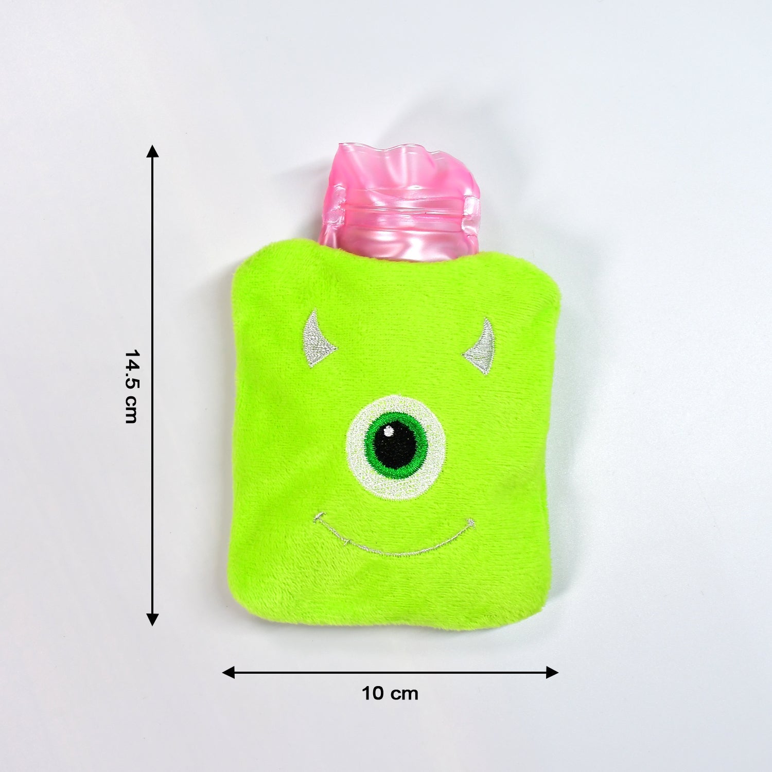 Green One-Eyed Monster Print Small Hot Water Bag with Cover for Pain Relief - jugaad.shop