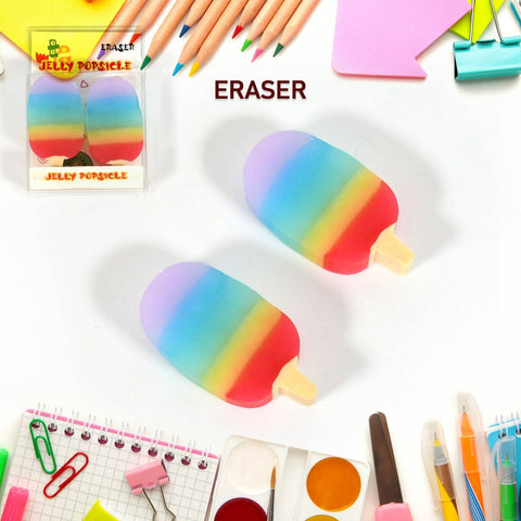 Jelly Popsicle Shape Fancy &amp; Stylish Erasers, Mini Eraser Creative Cute Novelty Eraser for Children Eraser Set for Return Gift, Birthday Party, School Prize (2 Pc Set| Mix Design) - jugaad.shop