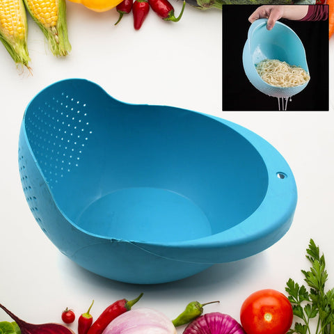 Plastic Rice Bowl / Food Strainer Thick Drain Basket for Rice, Vegetable & Fruit, Strainer Colander, Fruit Basket, Pasta Strainer, Washing Bowl (1 pc ) - jugaad.shop