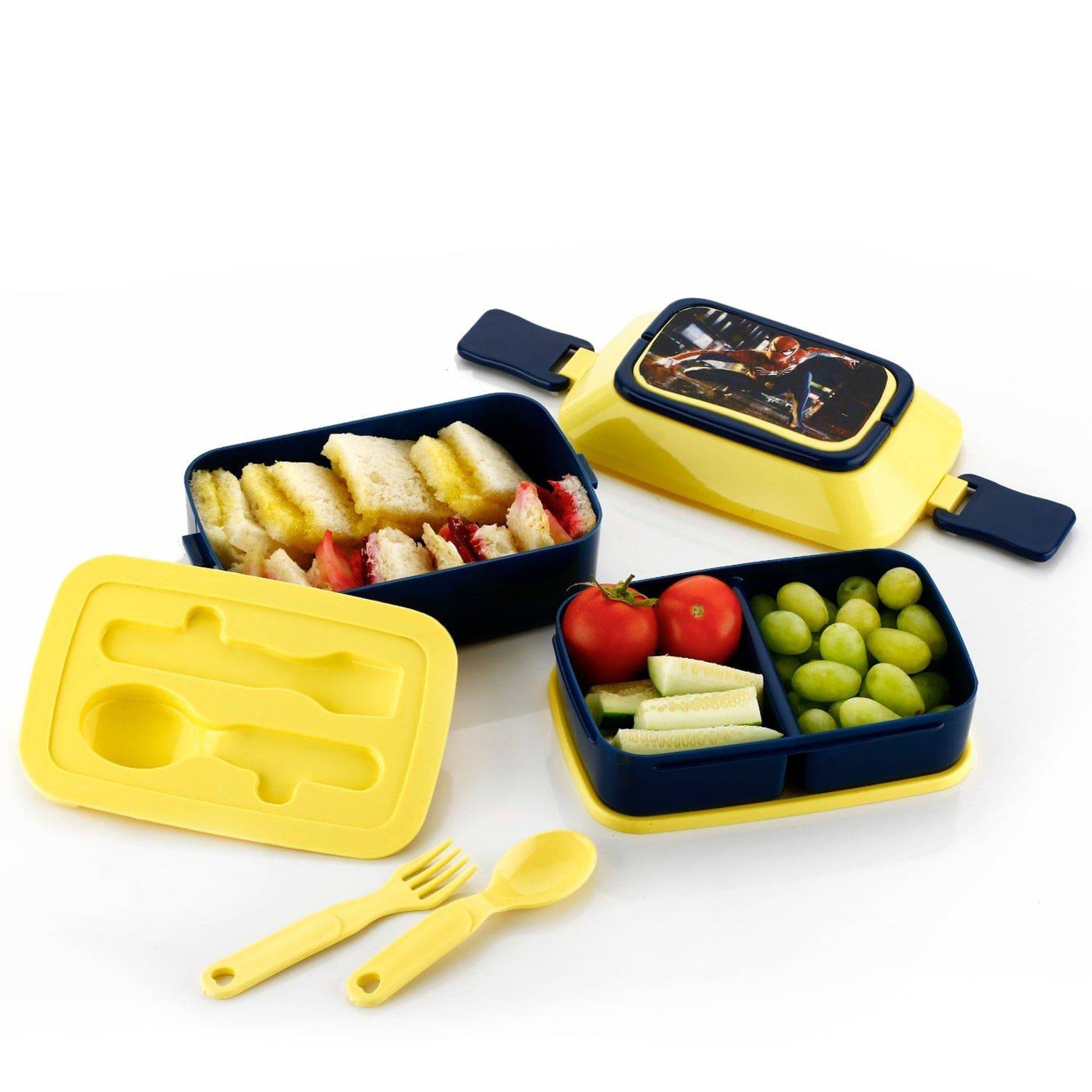 5621 Double Layer Lunch Box Stylish Lid Lunch Box With Fork & Spoon Lunch Box For Children School Lunch Box  - jugaad.shop