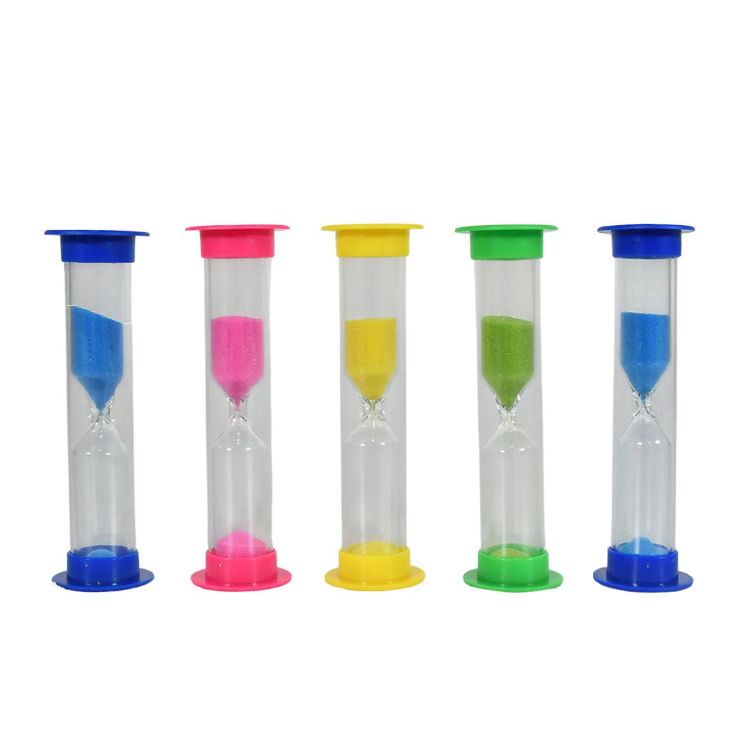 Sand Timer Plastic Hourglass, Sand Glass Toy Sand Clock for Kitchen, Office, School and Brushing Teeth for Bathroom Timer Clock Children Hourglass Sand glass Toothbrush Household Sand Clock (3 Min Approx / 5 pc) - jugaad.shop