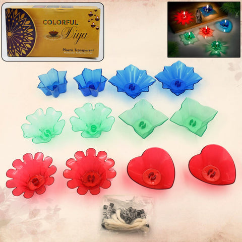 Magical Reflection Diya Set with 6 Attractive Design Cup Set Of 12 Pieces - jugaad.shop