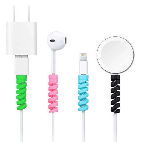 Spiral Charger Cable Protector Data Cable Saver Charging Cords Protective for All Universal Earphone & Cable Cover (Pack of 10) - jugaad.shop