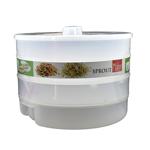 Versatile sprout maker with 4 layers for efficient juicing and sprouting.