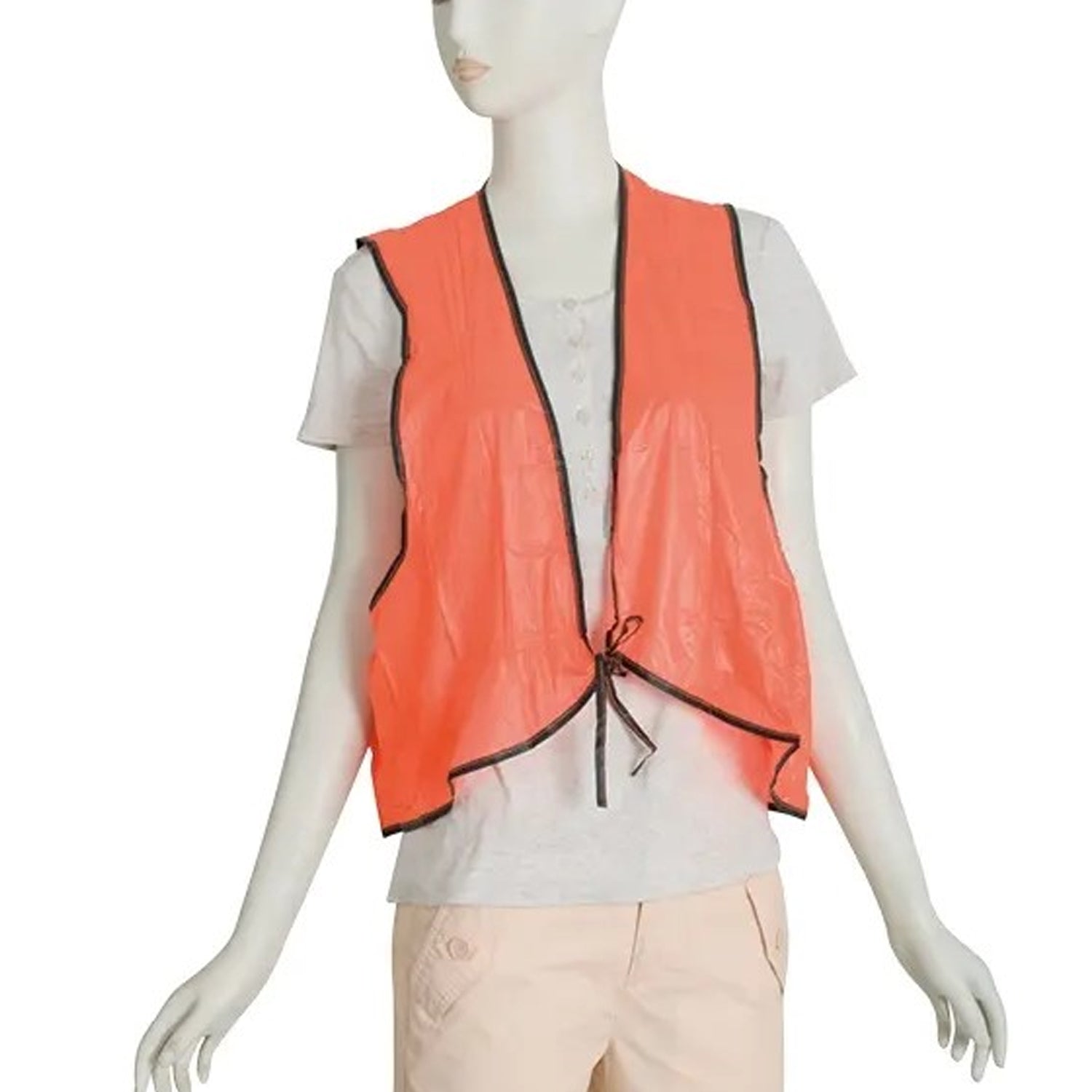 Economy Safety Vest, Soft Vinyl with Tie Closure for Identifying Staff and Volunteers Adult PVC Safety Vest High Visibility for Outdoor Operator - jugaad.shop