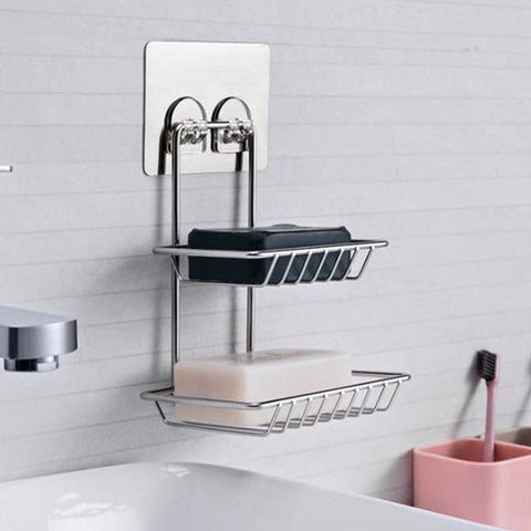 Kitchen Bathroom Soaps Storage Rack with 2 Hook for Home - jugaad.shop