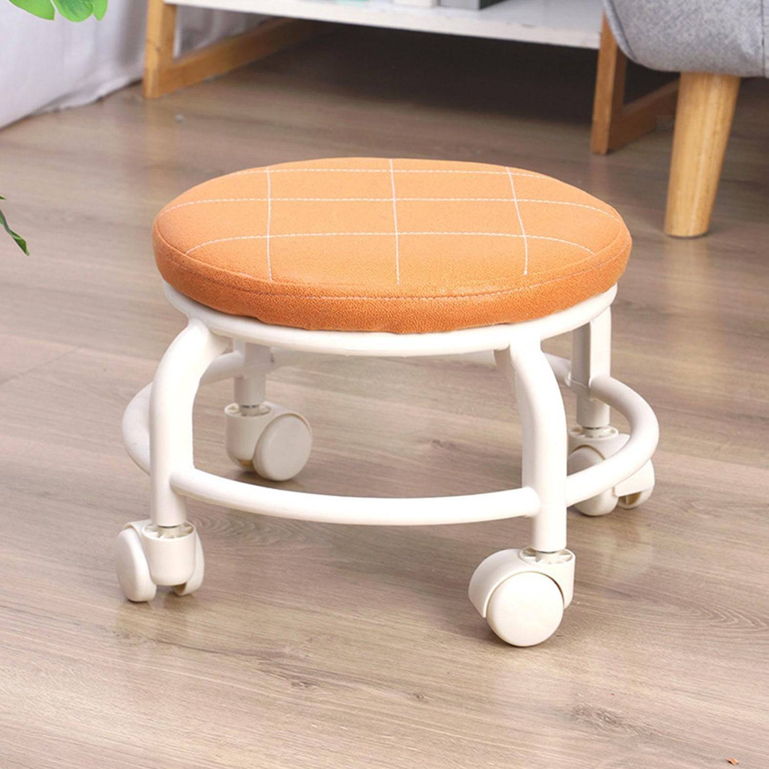 Roller Seat Stool Low Height Rolling Stool Multifunctional Small Household Movable Mini Stool Pulley Wheel Stool for Garage Home Library (1 Pc) - jugaad.shop