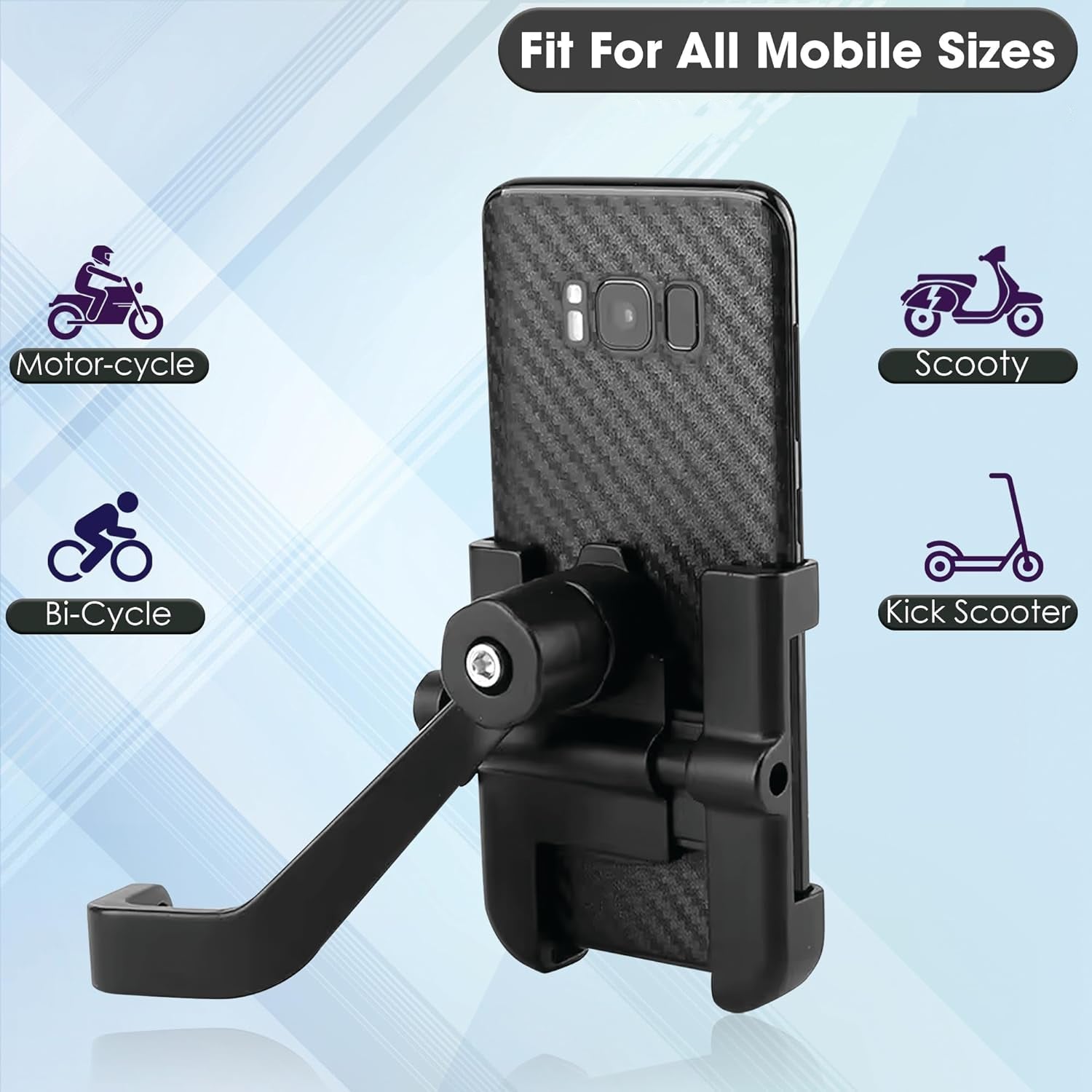 Full Metal Body Bike & Scooty 360 Degree Rotating Mobile Holder Stand for Bicycle, Motorcycle, Scooty for Maps and GPS Navigation Fits All Smartphones (1 Pc) - jugaad.shop