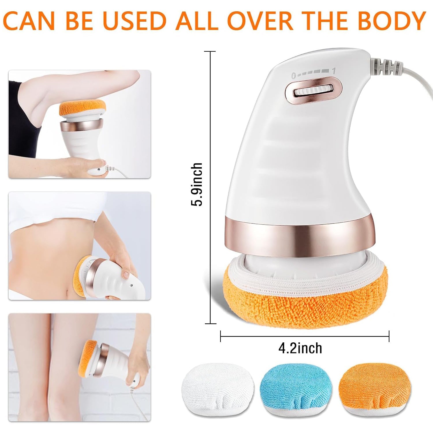 Body Massager Shaping Machine | Body Sculpting Massager with 3 Washable Pads |Adjustable Speeds | Electric Handheld Massager for Belly, Waist, Legs, Arms, Butt (1 Pc) - jugaad.shop