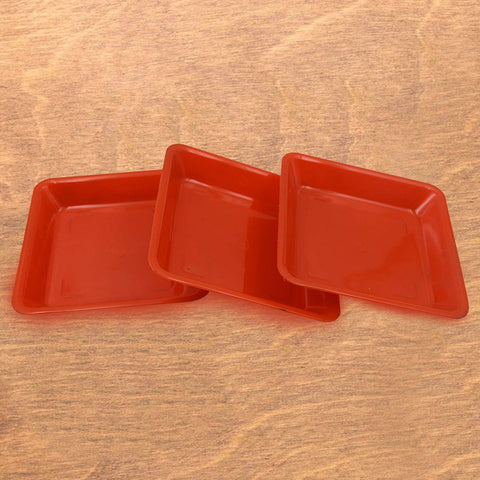 Square Plastic Halwa Dinner Plate Snacks / Breakfast, Restaurant Serving Trays Home School Coffee Hotel Kitchen Office (3 Pcs Set) - jugaad.shop