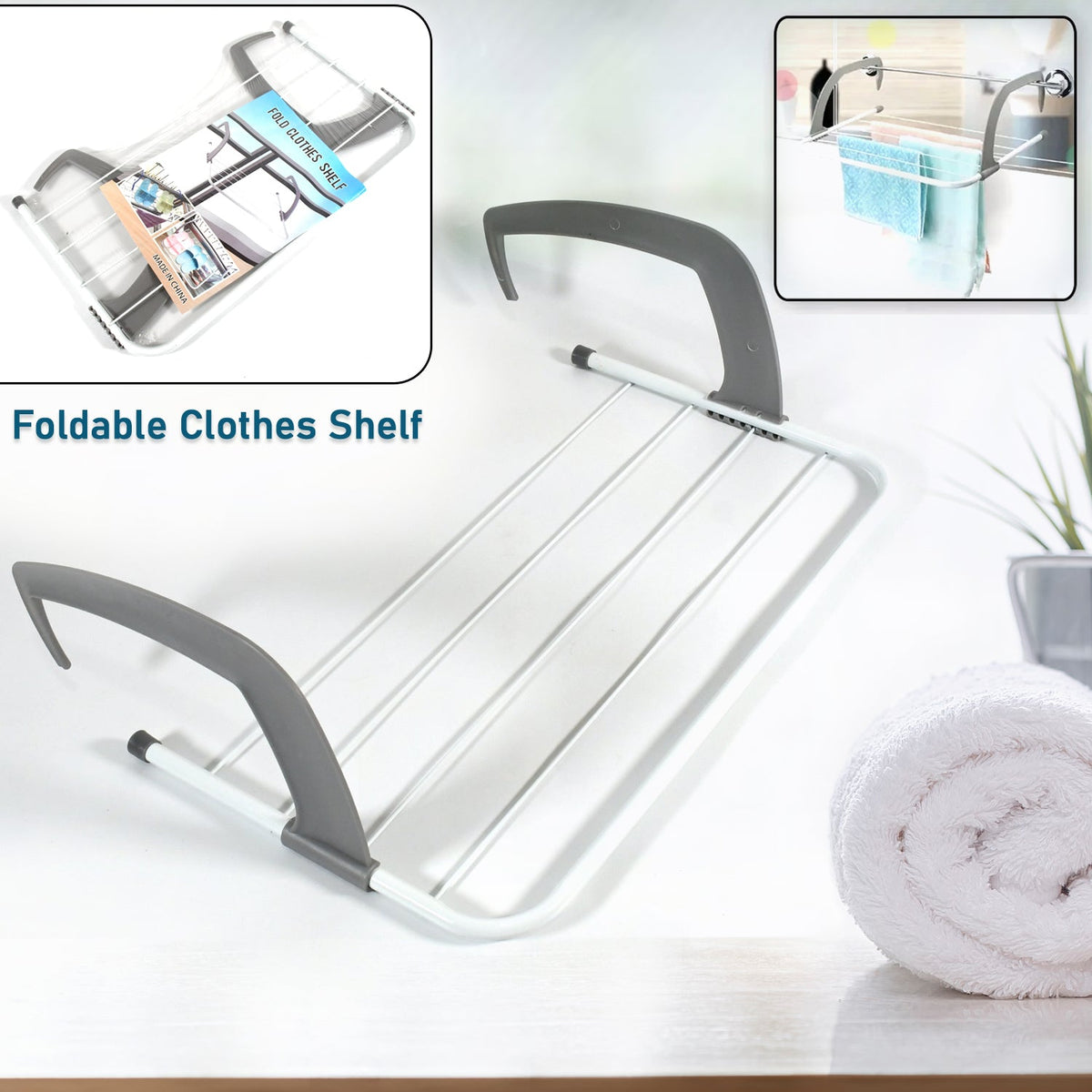 Metal Steel Folding Drying Rack for Clothes Balcony Laundry Hanger for Small Clothes Drying Hanger Metal Clothes Drying Stand, Socks and Plant Storage Holder Outdoor / Indoor Clothes-Towel Drying Rack Hanging on The Door Bathroom - jugaad.shop