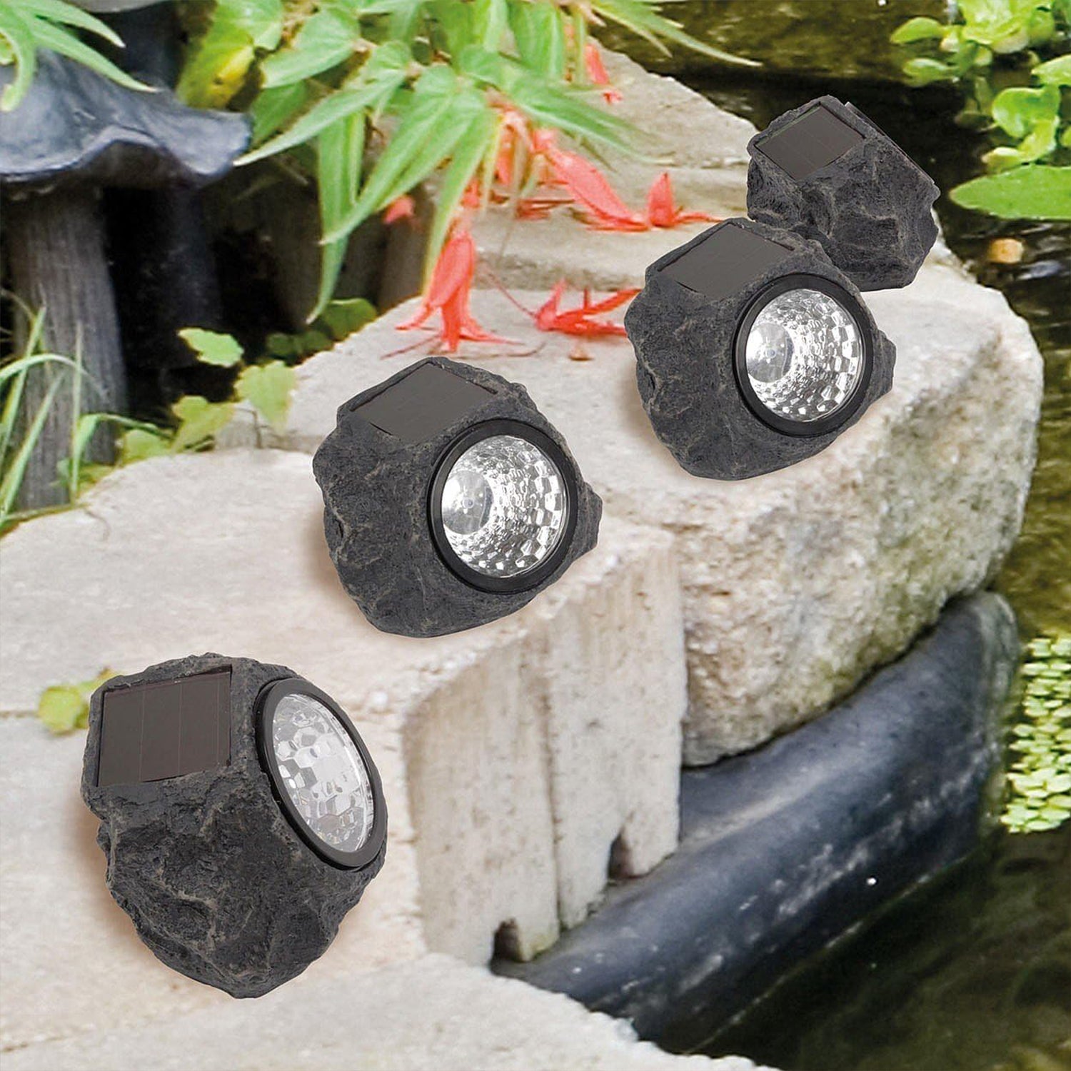 Solar Powered LED Rock Light Solar Powered LED Spotlight Faux Stone for Pathway Landscape Garden Outdoor Patio Yard (1 Pc) - jugaad.shop