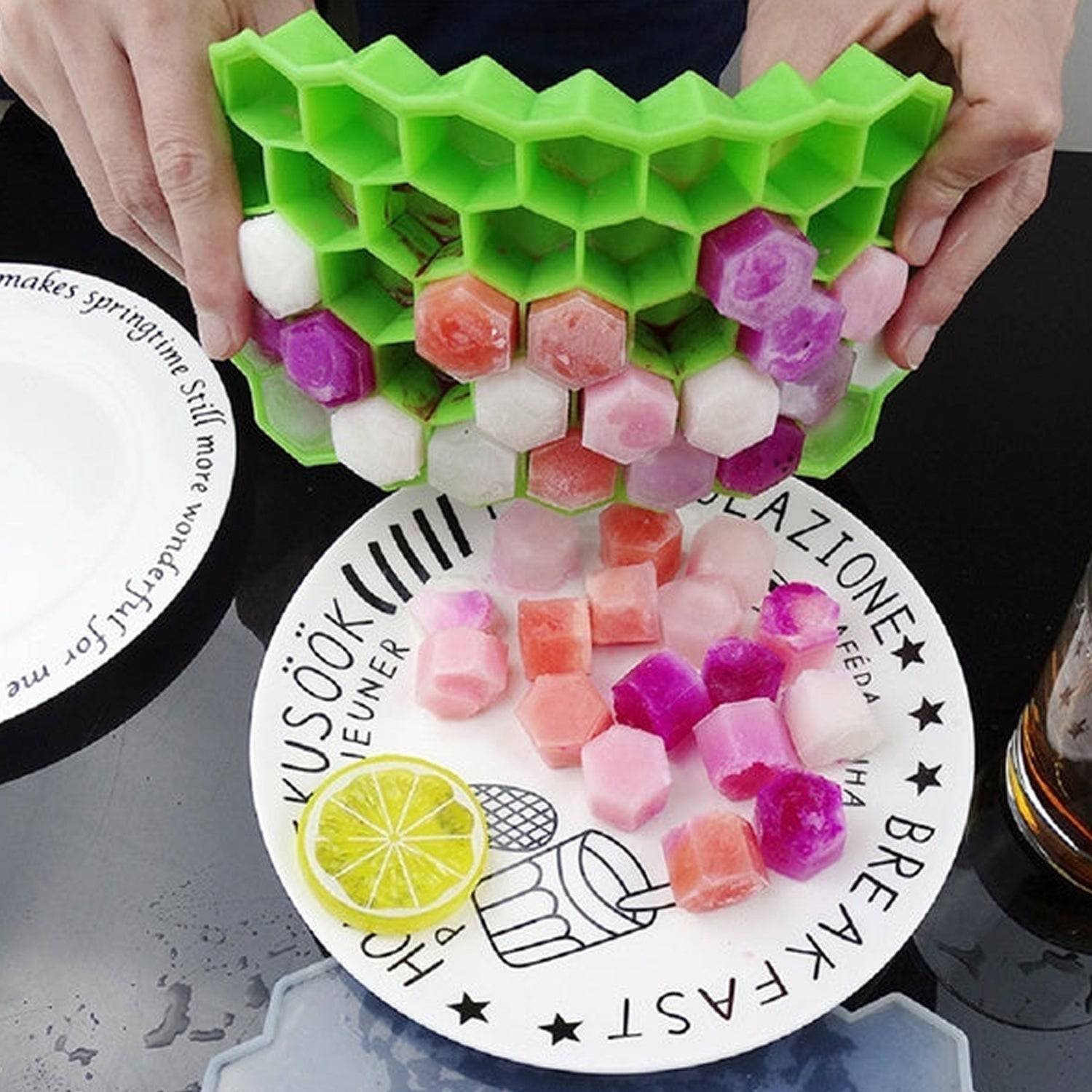 Silicone Ice Cube Trays 32 Cavity Per Ice Tray [Multi color] - jugaad.shop