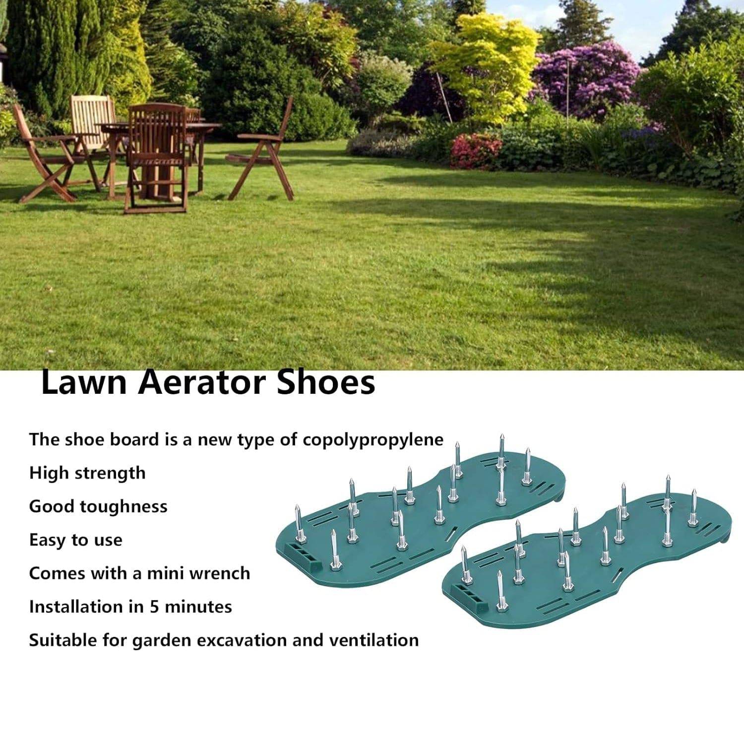 Lawn Aerator Sandals, Garden Grass Aerator Spiked Sandals Green Studded Shoes for Yard Patio Garden Excavation - jugaad.shop