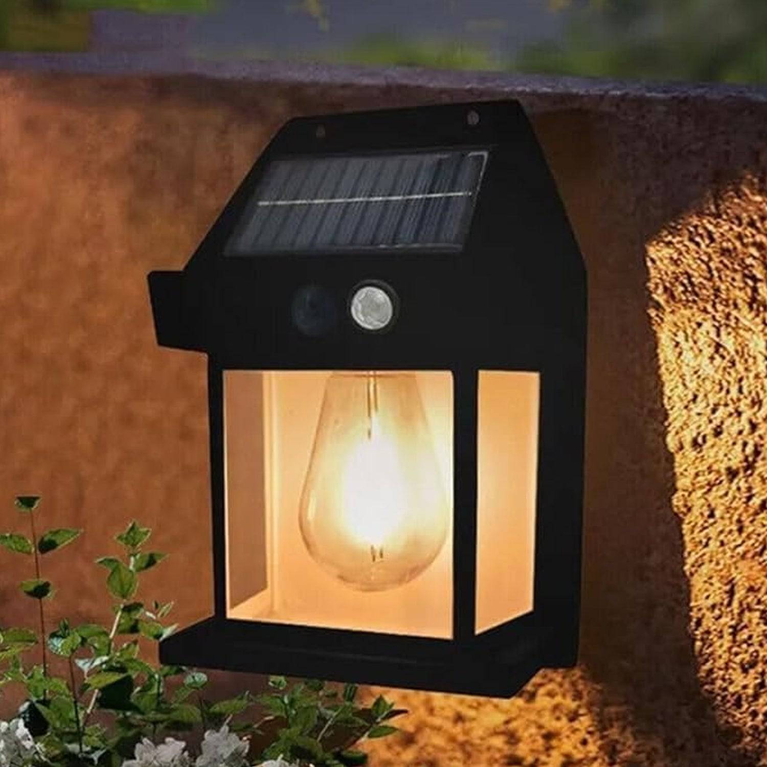 Solar Wall Lights / Lamp Outdoor, Wireless Dusk to Dawn Porch Lights Fixture, Solar Wall Lantern with 3 Modes & Motion Sensor, Waterproof Exterior Lighting with Clear Panel (1 Pc ) - jugaad.shop