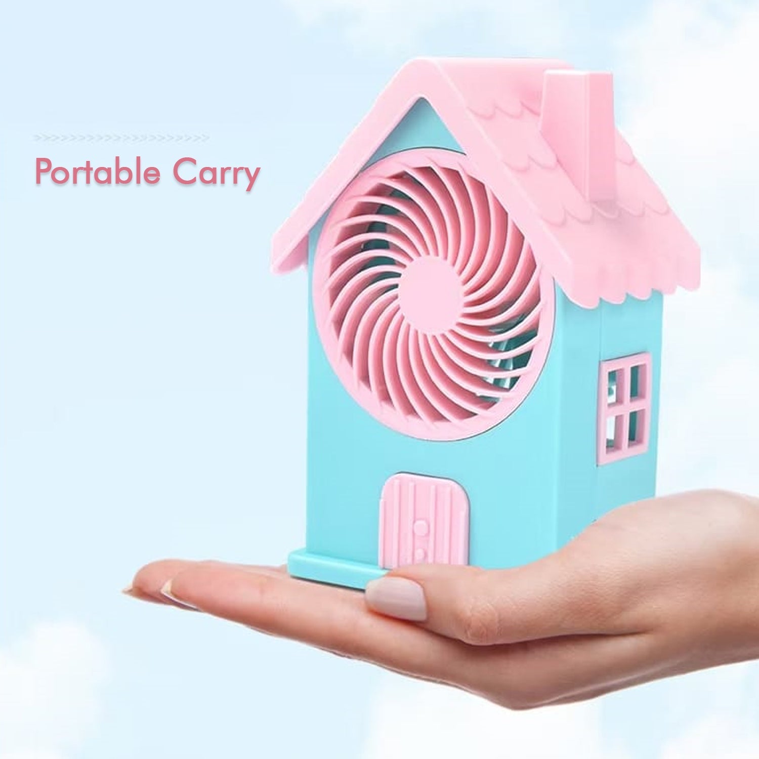 Mini House Fan House Design Rechargeable Portable Personal Desk Fan For Home , Office & Kids Use (Battery Not Include) - jugaad.shop