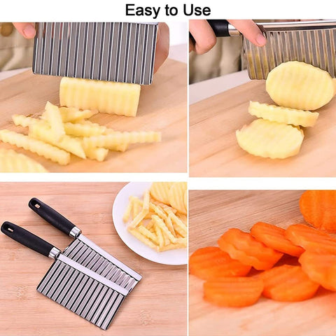 Stainless Steel Vegetable Salad Chopping Knife Crinkle Cutters - jugaad.shop