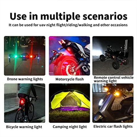 Mini LED Strobe Lights, Waterproof Lights, Lightweight RGB LED Lights Drone Strobe Lights Veicle Anti-Collision Strobe Light Bike Motocycle Lights USB Recharge  Multi-colors - jugaad.shop