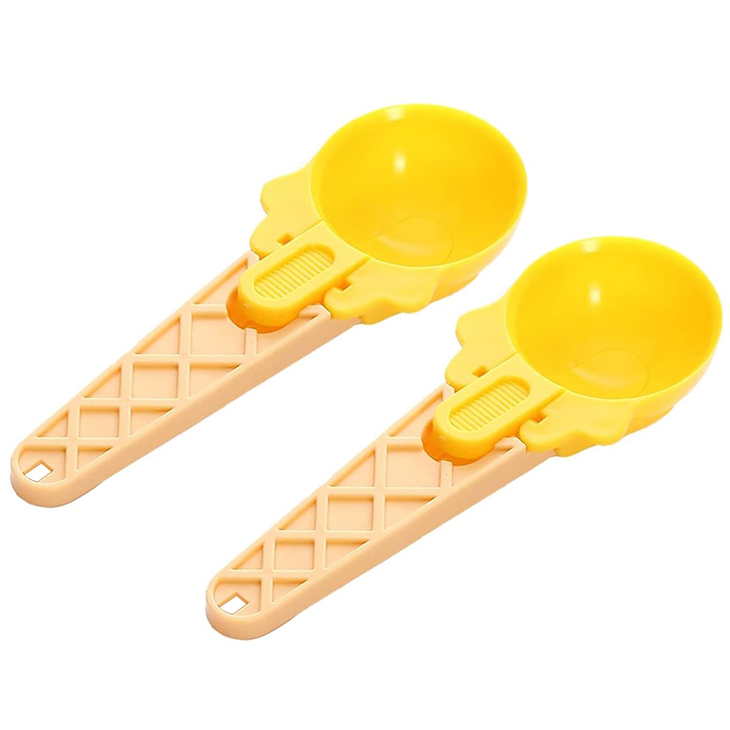 Ice Cream Spoons 2pcs Plastic Water Melon Scoopers with Trigger Dipper and Adults for Summer Party Ice Cream Scoop, Food Serving Spoon Kitchen Tools Ice Cream Digging Spoon Household Spoons Cupcake Spoons Aps Fruit Ball Player (2 Pc) - jugaad.shop