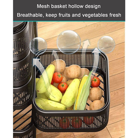 Metal High Quality Kitchen Trolley Kitchen Organizer Items and Kitchen Accessories Items for Kitchen Rack Square Design for Fruits & Vegetable Onion Storage Kitchen Trolley with Wheels (3 Layer) - jugaad.shop