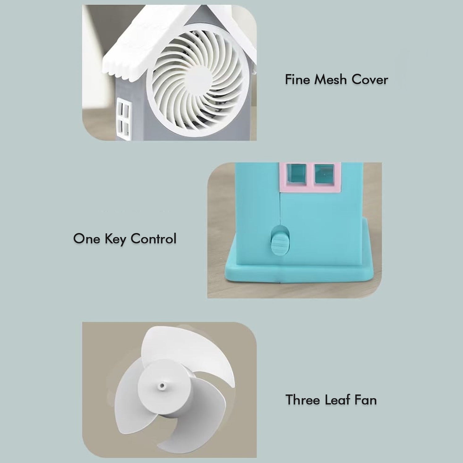 Mini House Fan House Design Rechargeable Portable Personal Desk Fan For Home , Office & Kids Use (Battery Not Include) - jugaad.shop