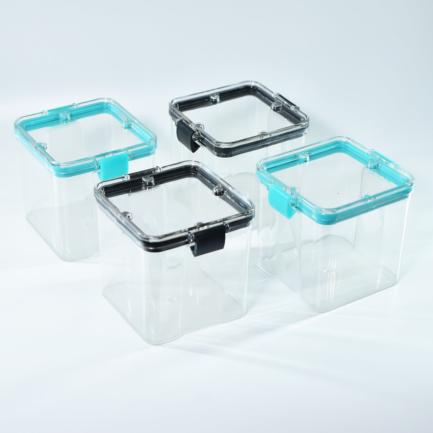 Four 700ml square containers, suitable for organizing and storing food.