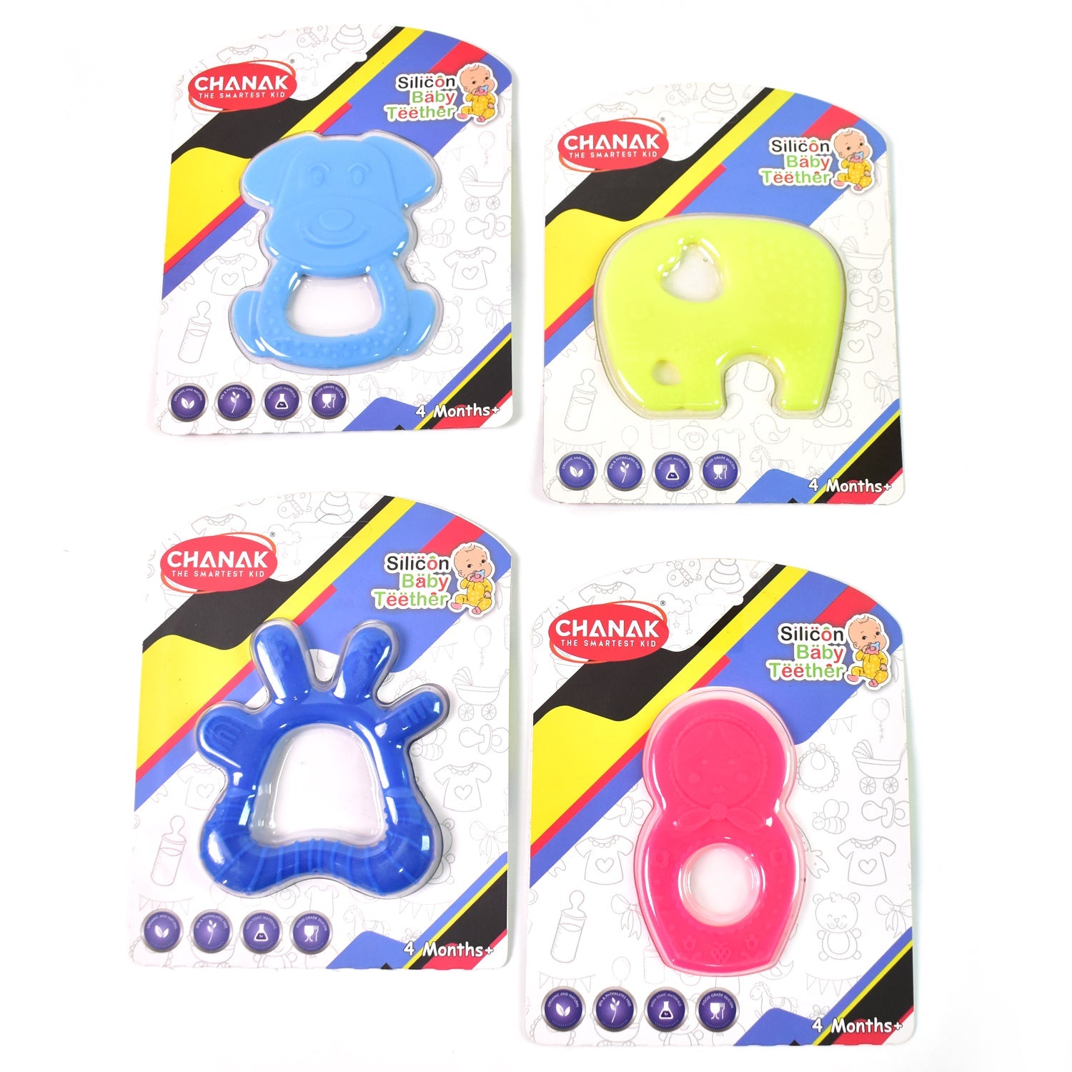 Silicone Baby Teether Pack of 1 (Mix Design & Color)-jugaad.shop