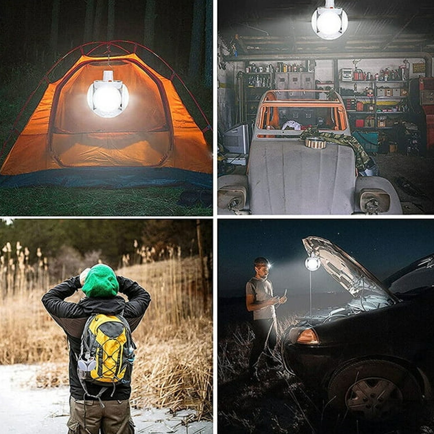 Solar Multi-Functional Emergency LED Light Bulb with USB Charging, LED camping lamp, camping lamp, USB rechargeable, 5 brightness light modes, foldable camping light, SOS IP65 waterproof camping light, blackout emergency equipment, camping gadgets - jugaad.shop