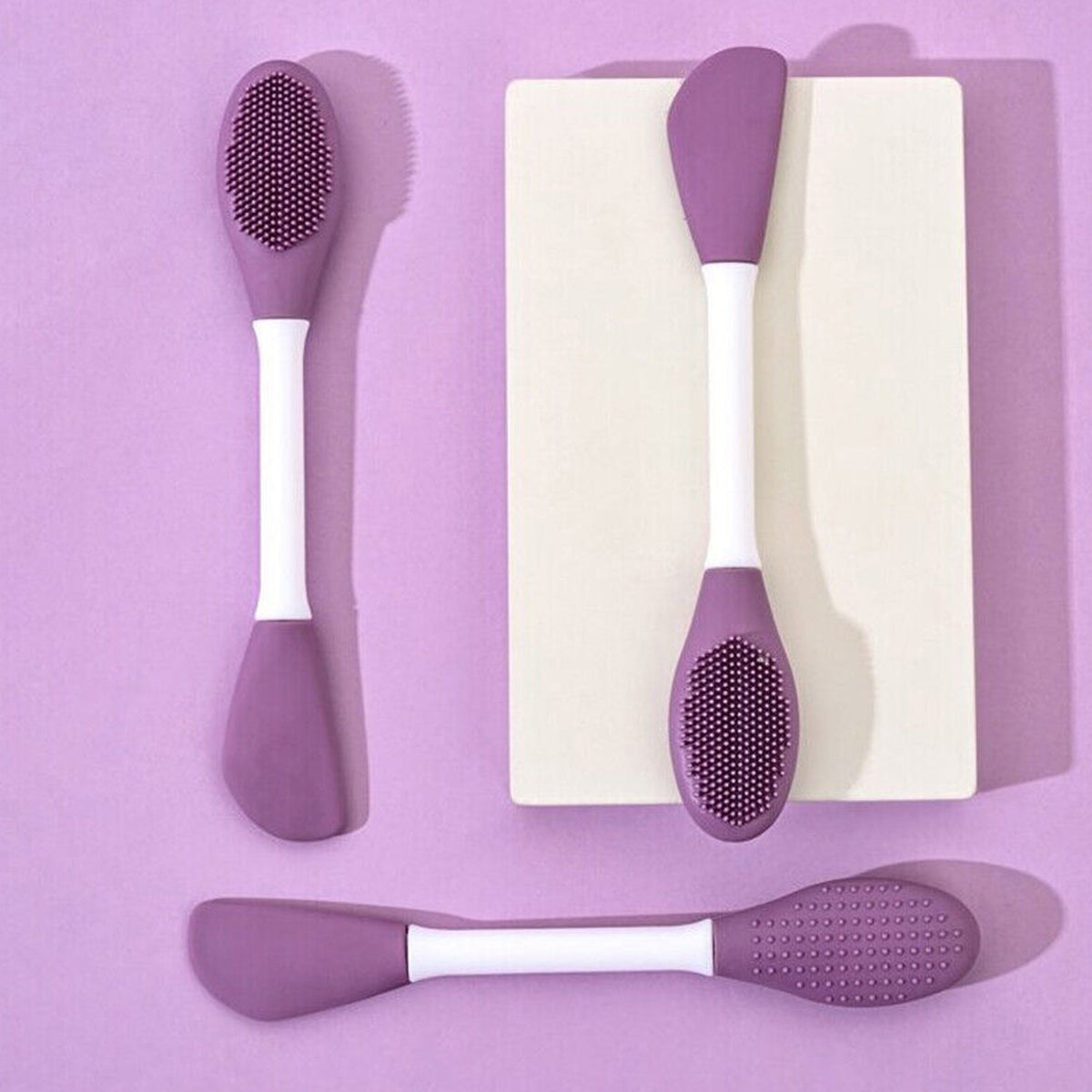 Double-headed Silicone Mask Brush Face Cleansing and Applying Mud Mask Beauty Salon Special Brush Smear Tool Facial Scrub Silicone Wash Scrubber Face Tools (1 Pc) - jugaad.shop