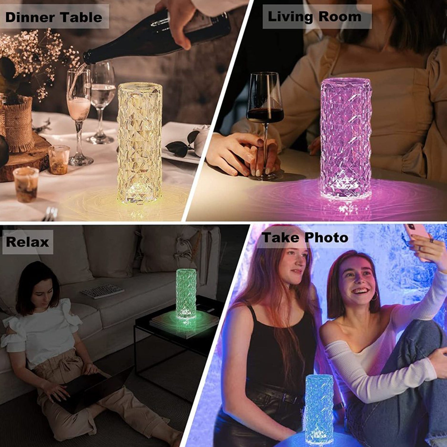 Crystal Touch Night Light (16 Colors) - Rose Diamond Table Lamp with Remote Control, USB Table Lamp, Romantic Date Lighting Decor for Festival, Bedroom, Dining Room-jugaad.shop