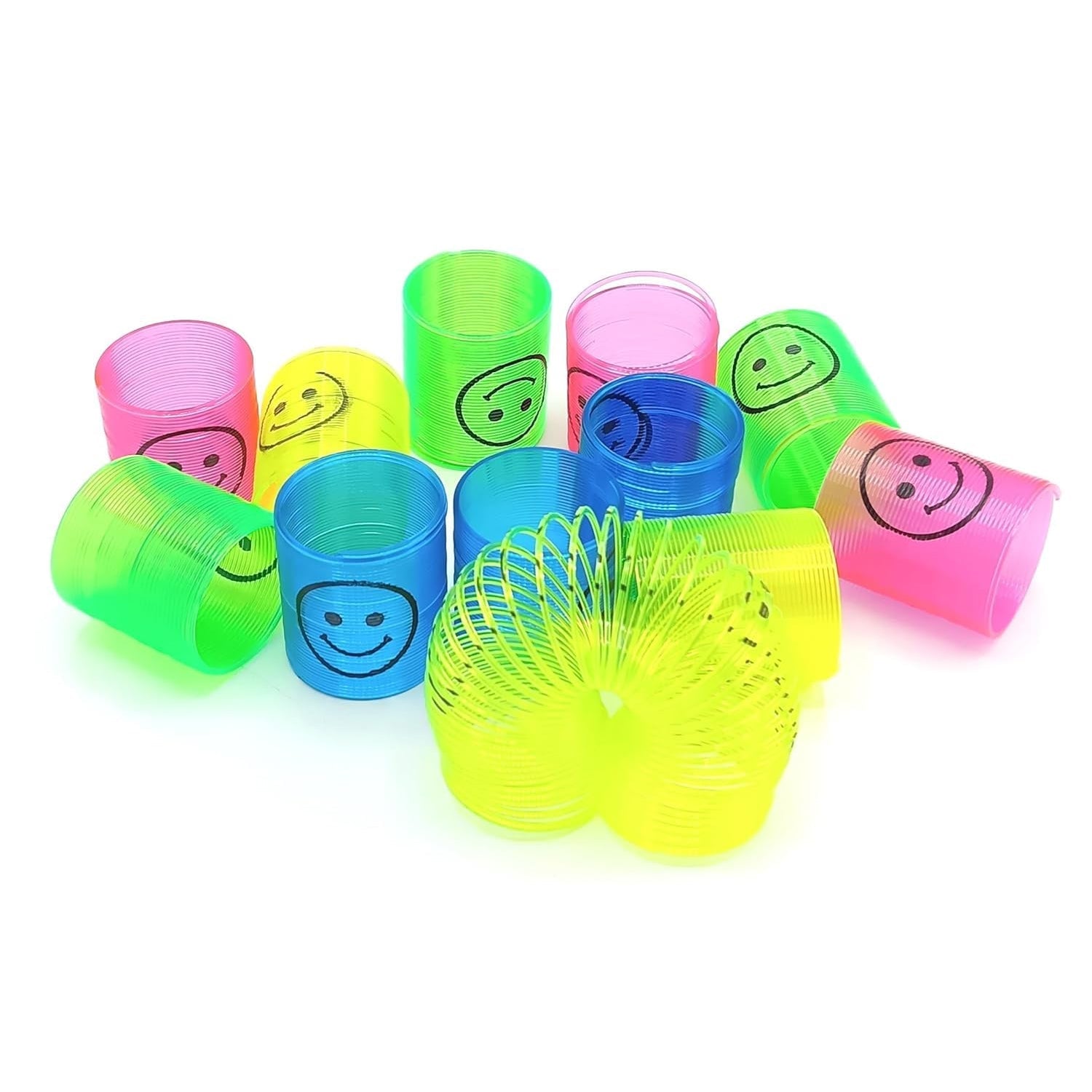 Multicolor Magic Smiley Spring, Spring Toys, Slinky, Slinky Spring Toy, Toy for Kids for Birthdays, Compact and Portable Easy to Carry (12 Pcs Set) - jugaad.shop