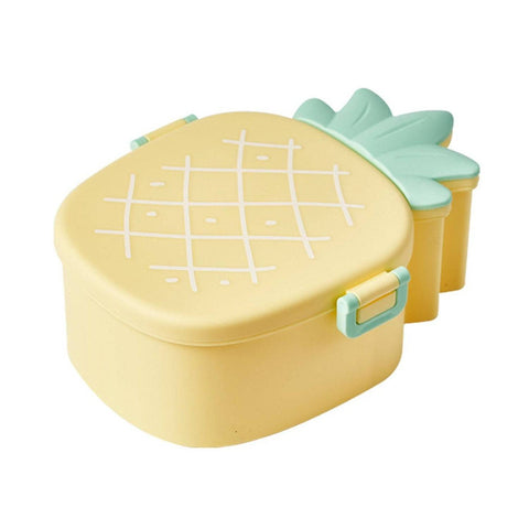 Kids Lunch Box Cute Pineapple Shaped Bento Box with Fork Spoon Snack Candy Container Microwave Portable Office Lunch Box (1 Pc / With Spoon & Fork) - jugaad.shop